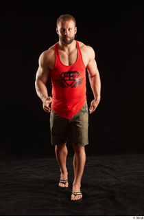 Dave  1 camo shorts dressed front view red tank…